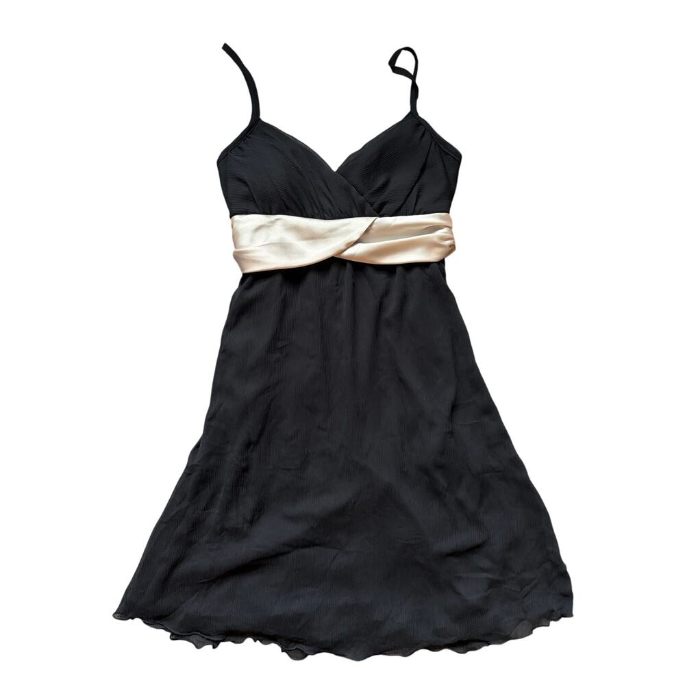 BCX Black Midi Dress with Cream Satin Bow - Size 9